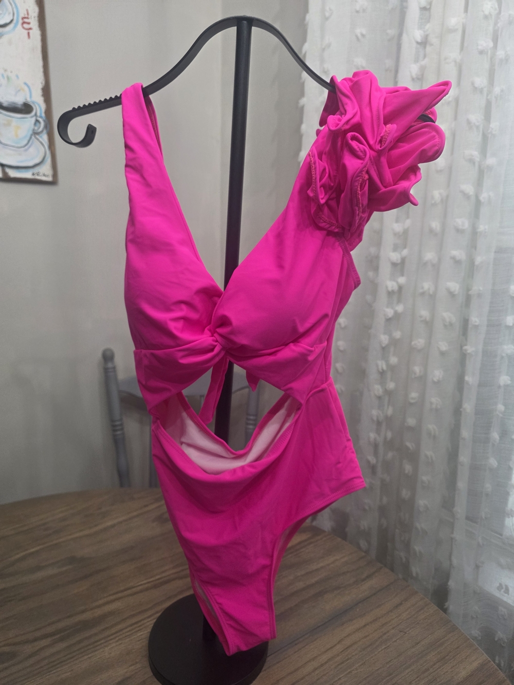 Women’s One-Shoulder Cutout Swimsuit - Hot Pink